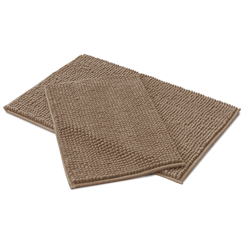 Ensemble de tapis pour salle de bain ultra doux en microfibre absorbante, Brun taupe, L 32 po x l 20 po, ensemble de 2