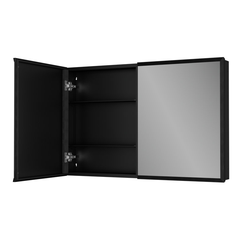 Armoire à pharmacie encastrée ou à surface avec miroir et cadres réglables en aluminium, verre trempé, conception imperméable