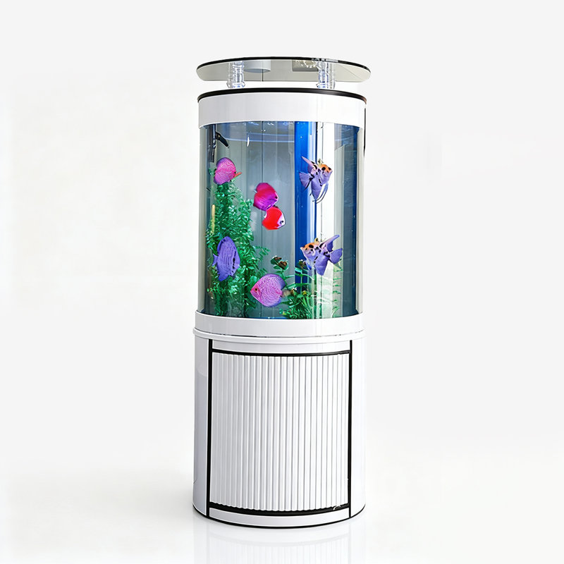Aquariums semi-circulaires à filtre inférieur avec barre supérieure, Blanc