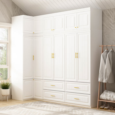 Wardrobe Set With Top Cabinet And Elegent Design by Hokku Designs
