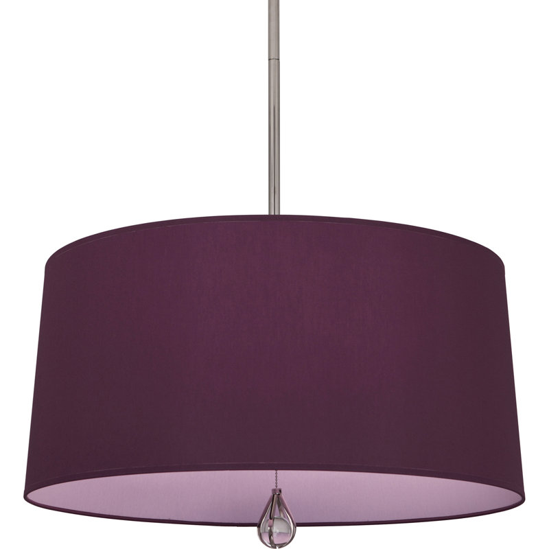 Custis 3 - Light Drum Chandelier, Greenhow Grape Fabric, Polished Nickel