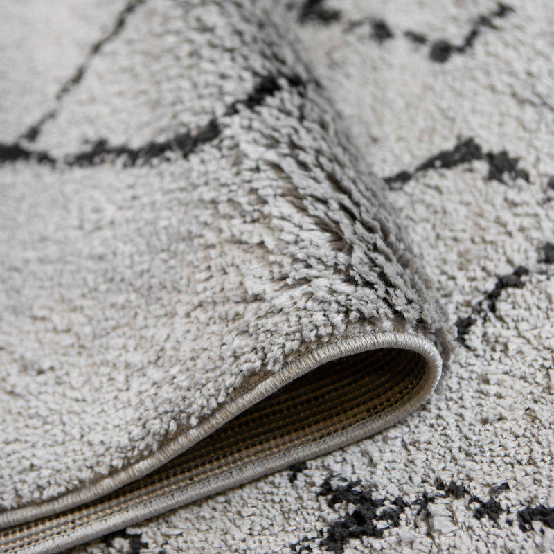 Tapis gris anthracite à poils longs Gabreille, Rectangle 8 pi 3 po x 11 pi 6 po