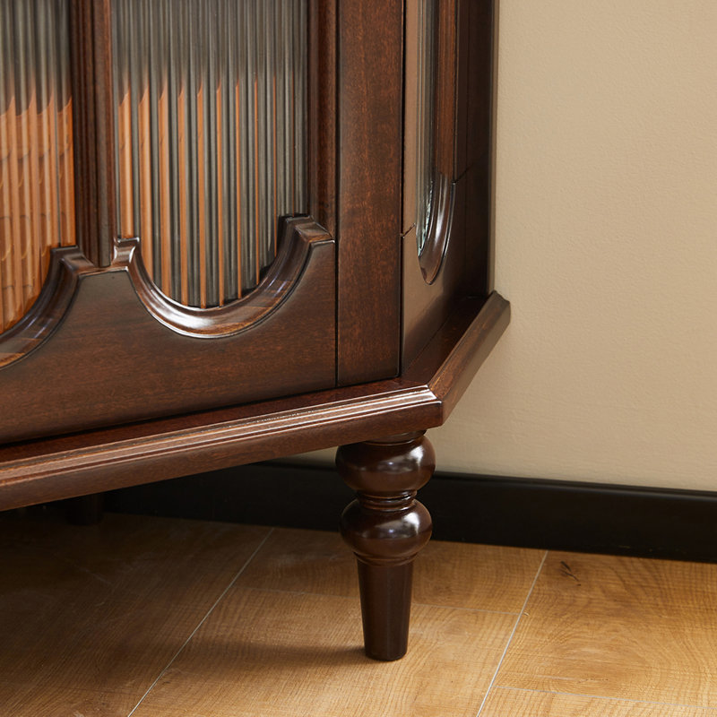 Armoire de coin en bois massif brun noisette