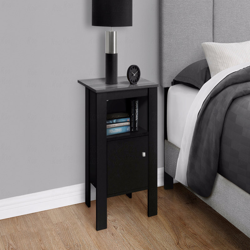Table d'appoint, table d'appoint, table de bout, table de chevet, lampe, rangement stratifié noir, transitionnel, Noir
