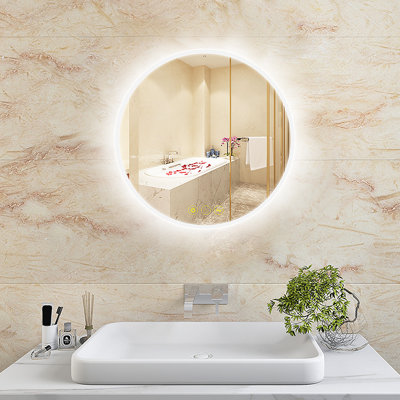 Miroir de salle de bain rond à DEL rétroéclairé Ailsa