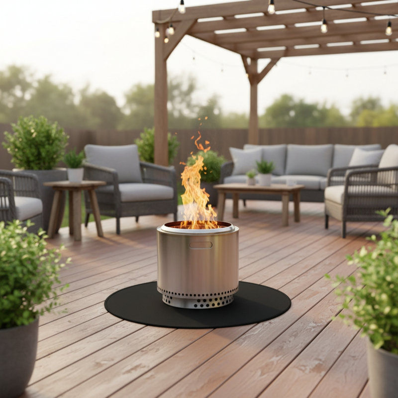 36" Round Fireproof Mat For Outdoor Fire Pits, Grills, And Camping Stoves, Heat Resistant Protective Ground Mat