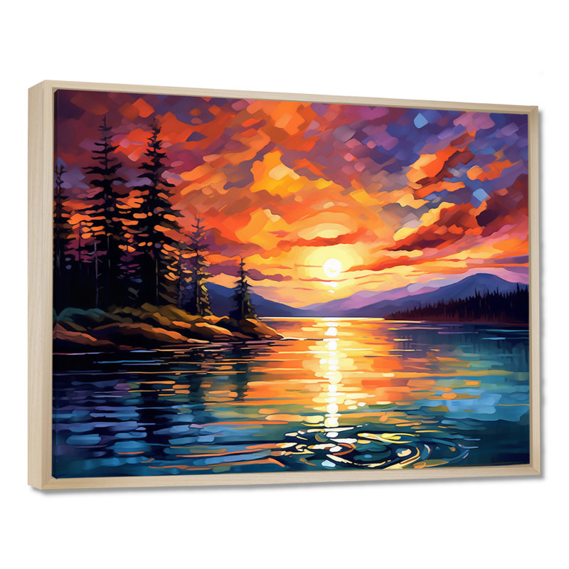 Coucher de soleil avec des reflets colorés IV - art côtier coucher de soleil sur toile, H 12 po x l 20 po x P 1 po
