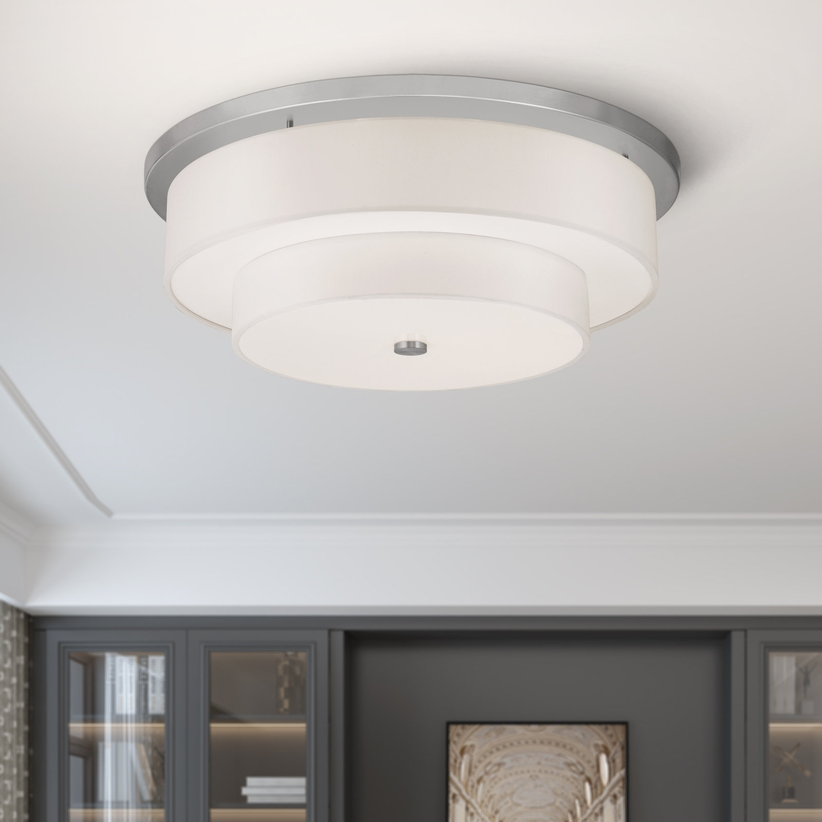 Flaire 4 Light Flush Mount, Brushed Nickel, 5 Lights, 9" H x 25.5" W x 25.5" D