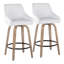 Tabouret de comptoir 26 po à hauteur fixe avec pivot en bois lavé, similicuir et métal doré avec repose-pieds arrondi en métal - ensemble de 2