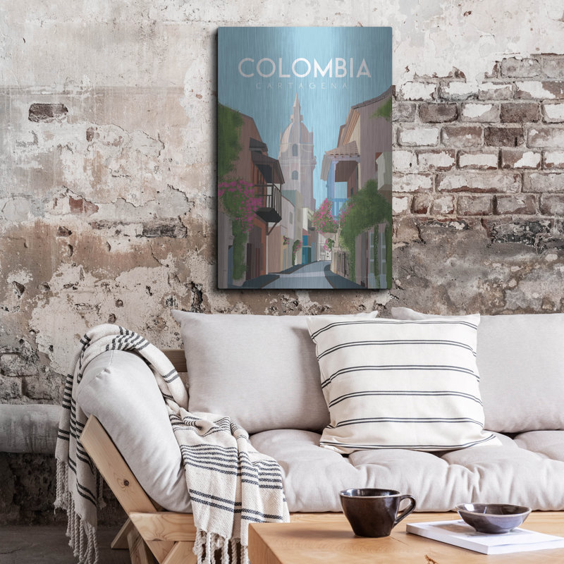 Art mural luxueux en métal «Columbia» par Omar Escalante, H 36 po x l 24 po
