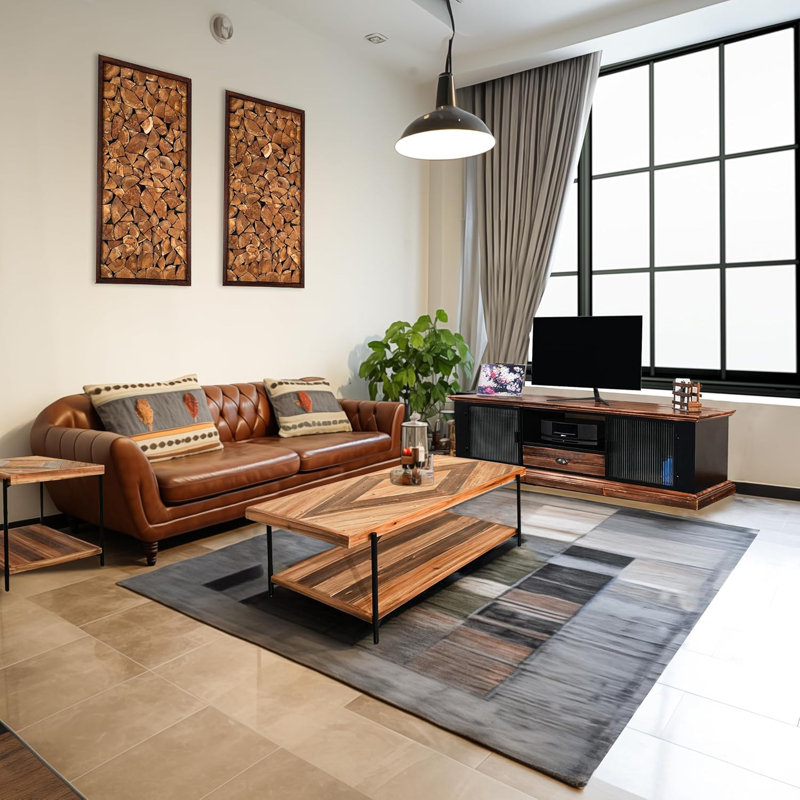 4 Pieces Fir Living Room Table Set