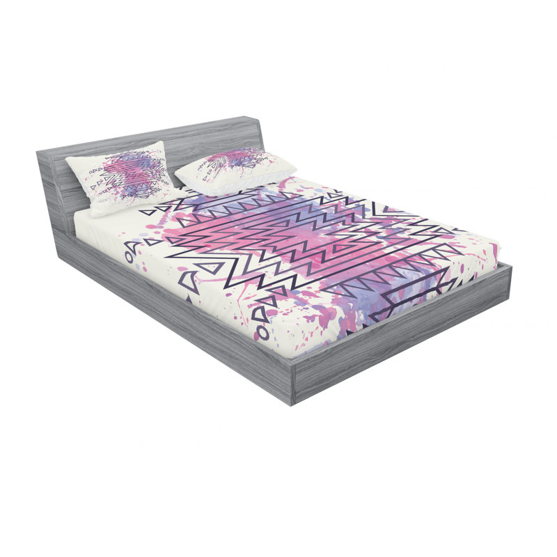 Microfiber Abstract Sheet Set, Queen Sheet Set with Fitted Sheet