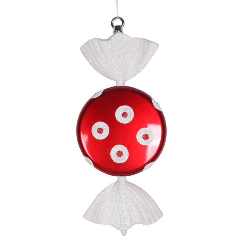 Ornement 13 "bonbon scintillant, Rouge / Blanc