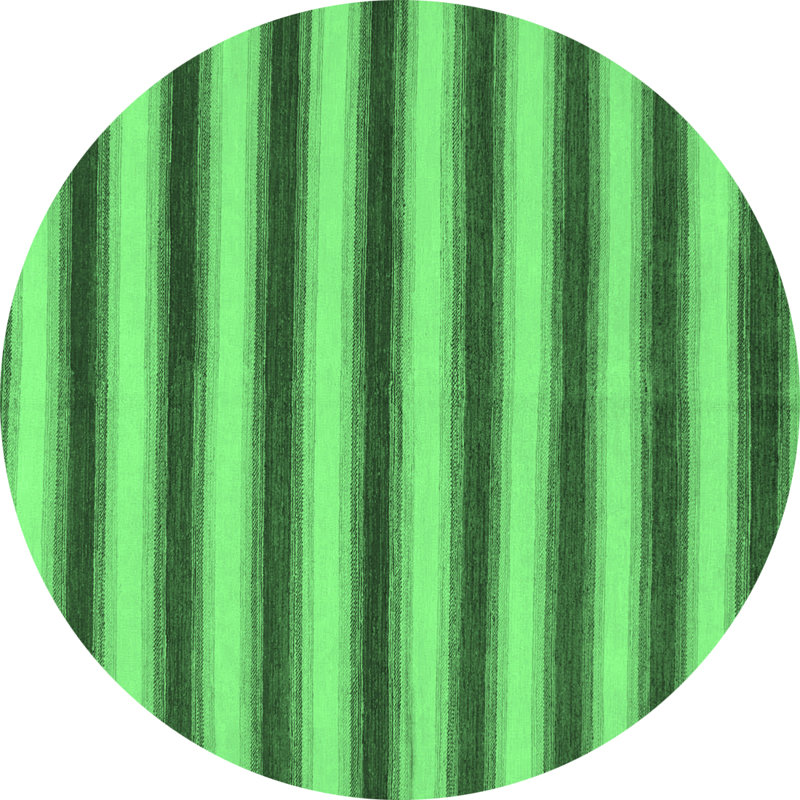 Washable Striped Indoor Rug, Round 4'