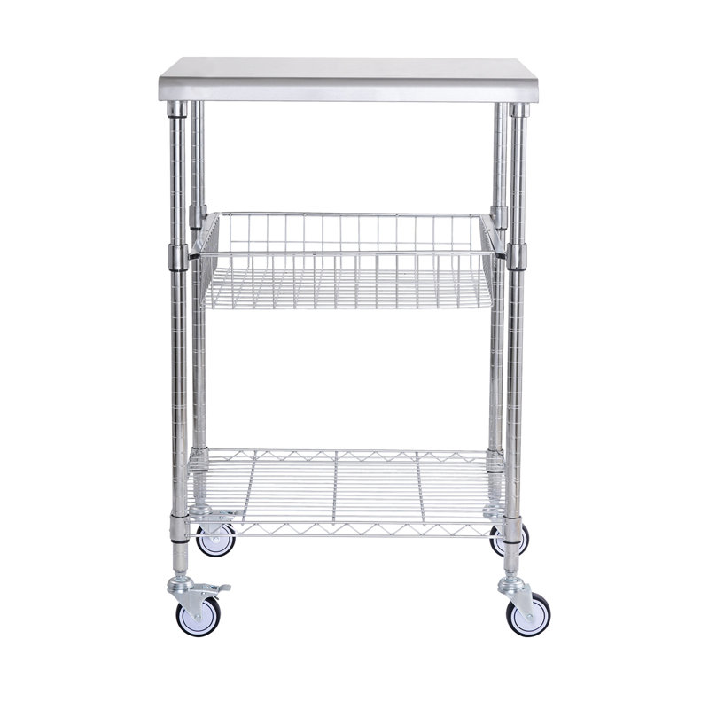 Chariot roulant à 3 niveaux sur roulettes 24 po x 20 po x 36,6 po 470 LBS 6 crochets