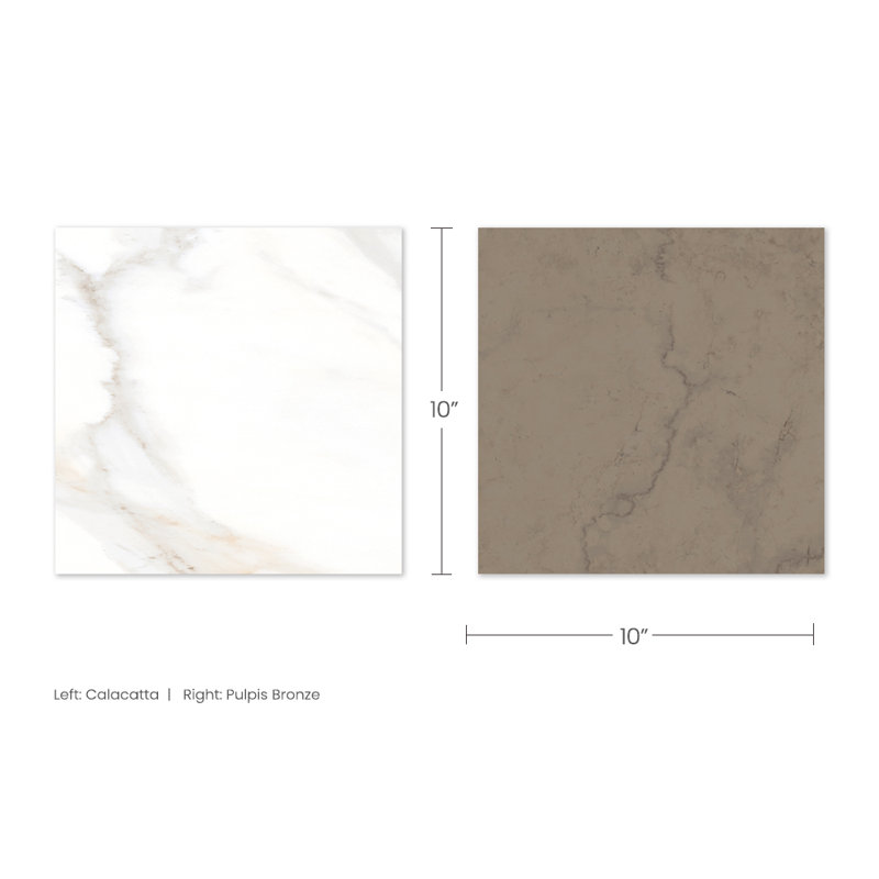 Tavari Checkerboard 10X10 Calacatta And Bronze, Brown/White