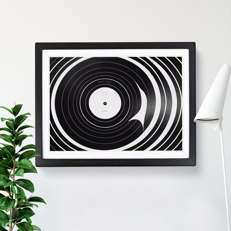 Glowing Vinyl Record - Single Picture Frame Print, Oak, 46cm H x 64cm W x 2cm D