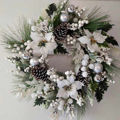 Faux Poinsettia 26'' Wreath