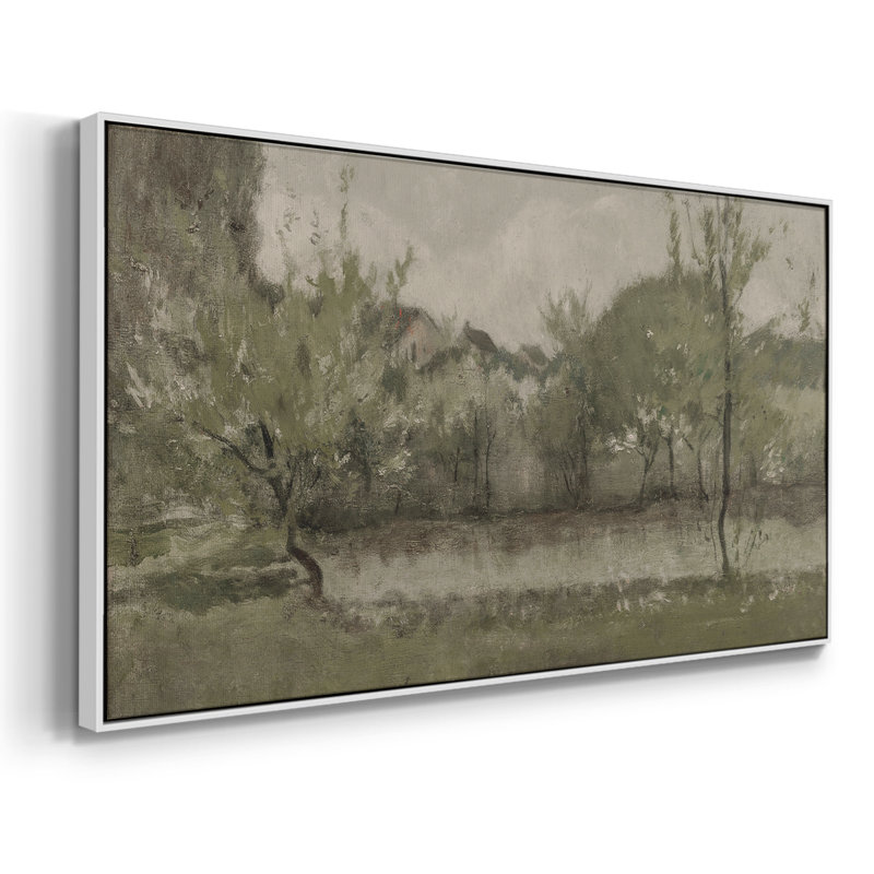 Série paysage - DCCCLVII - Toile tendue avec châssis encadré - Prêt à être accroché, H 17 po x l 33 po, Blanc