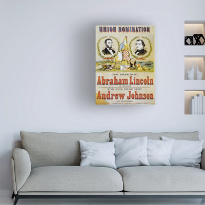 American School Lincoln And Johnson Election Poster, 1860 Canvas Art