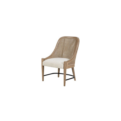 Chaise d'appoint à dossier canne (de 2) de couleur sable, assise rembourrée, bois massif +, 25 po Profondeur, 24,94 de largeur, 36 de hauteur, 24,71 lb deux couleurs, siège rembourré