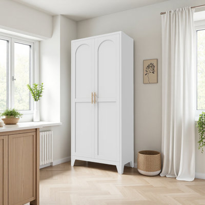 Shapely Doors Cabinet, Metal Storage Cabinet With Doors And Adjustable Shelves, For Bedroom, Living Room, Kitchen by Lark Manor
