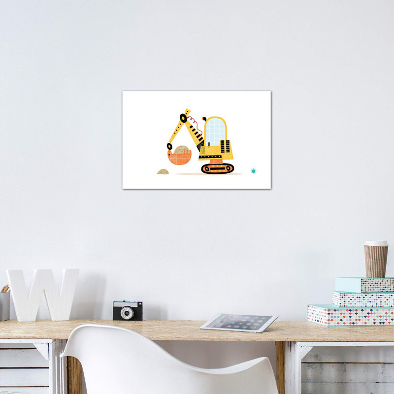 Excavator - impression d'art graphique, Toile tendue, Pas de tapis, H 8 po x l 12 po x P 0,75 po