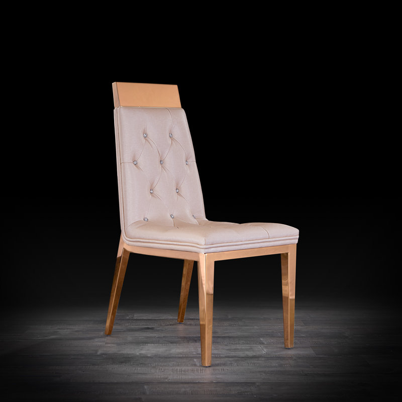 Chaise rembourrée Menne, huître, Or