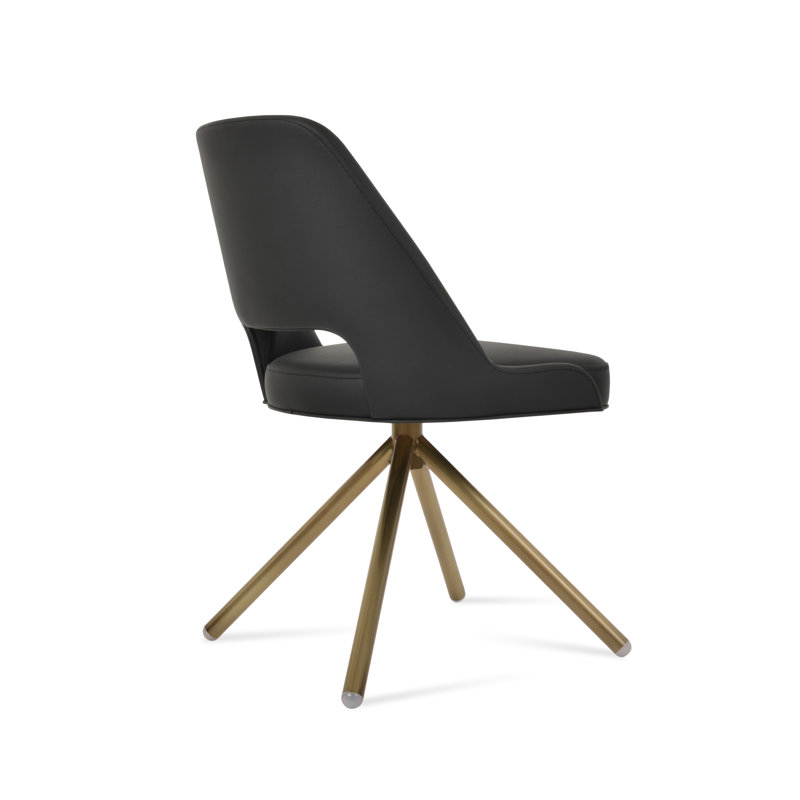 Chaise d'appoint pivotante Marash Stick, Gris clair, Laiton