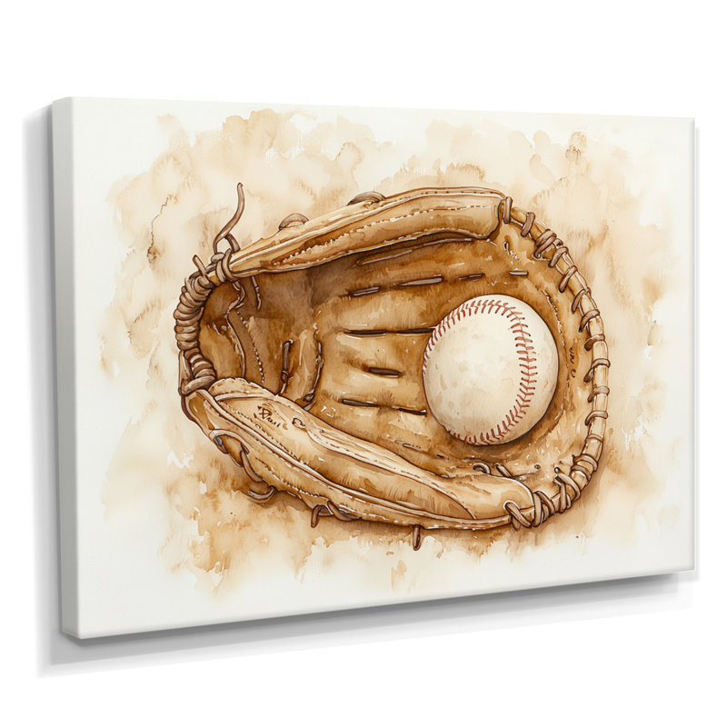 Baseball Glove Close II - Sport Baseball Wall Art, H 30 po x l 40 po, Toile tendue, Ne s’applique pas