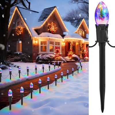 Christmas Pathway Lights Outdoor, 25Ft 20 LED Christmas String Lights With Stakes