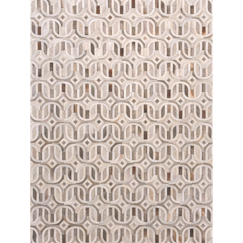 Natural Hide Cowhide Geometric Area Rug, Rectangle 8' x 10'