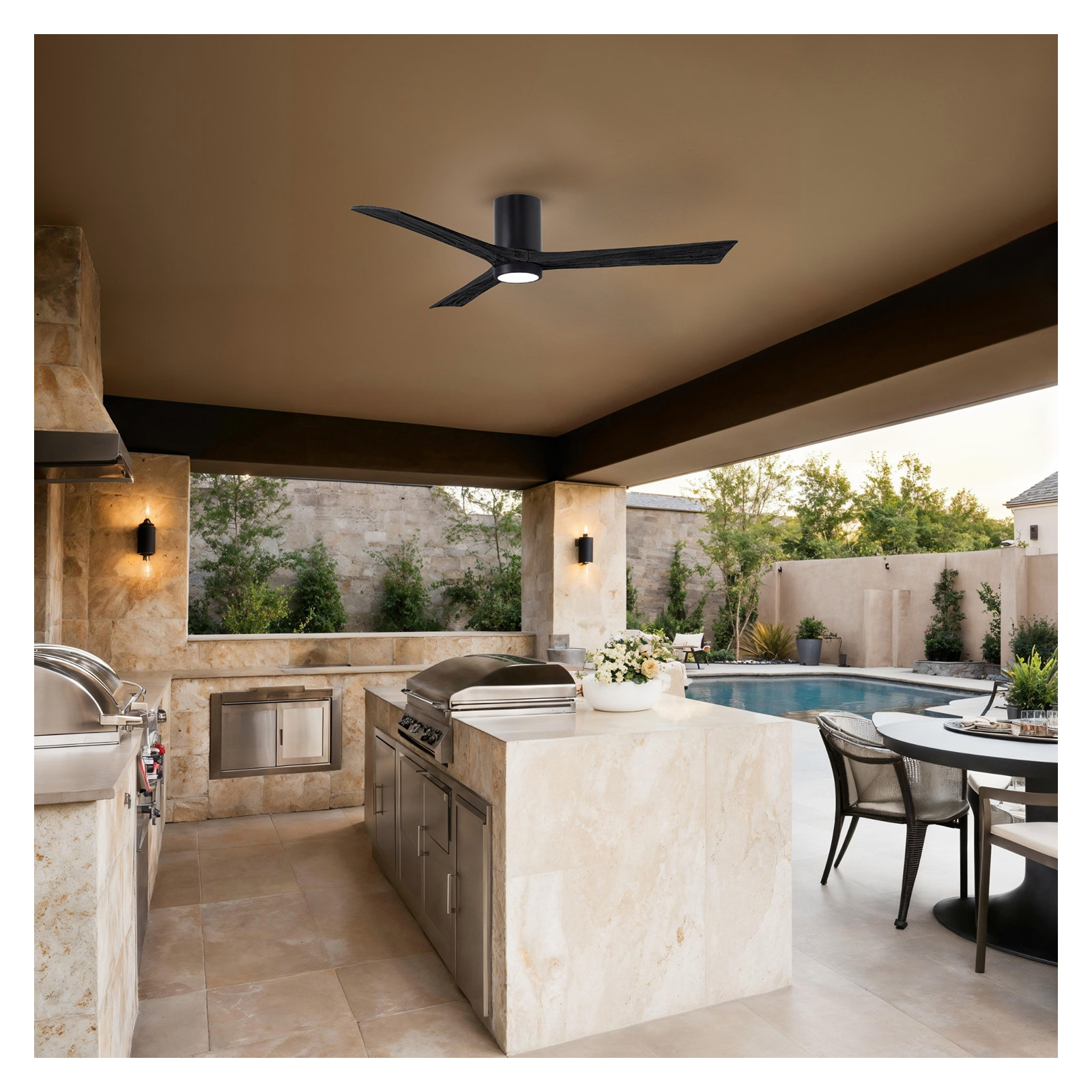 Olivier 3 Blade Ceiling Fan with LED Light Kit, Matte Black, Matte Black, 60"