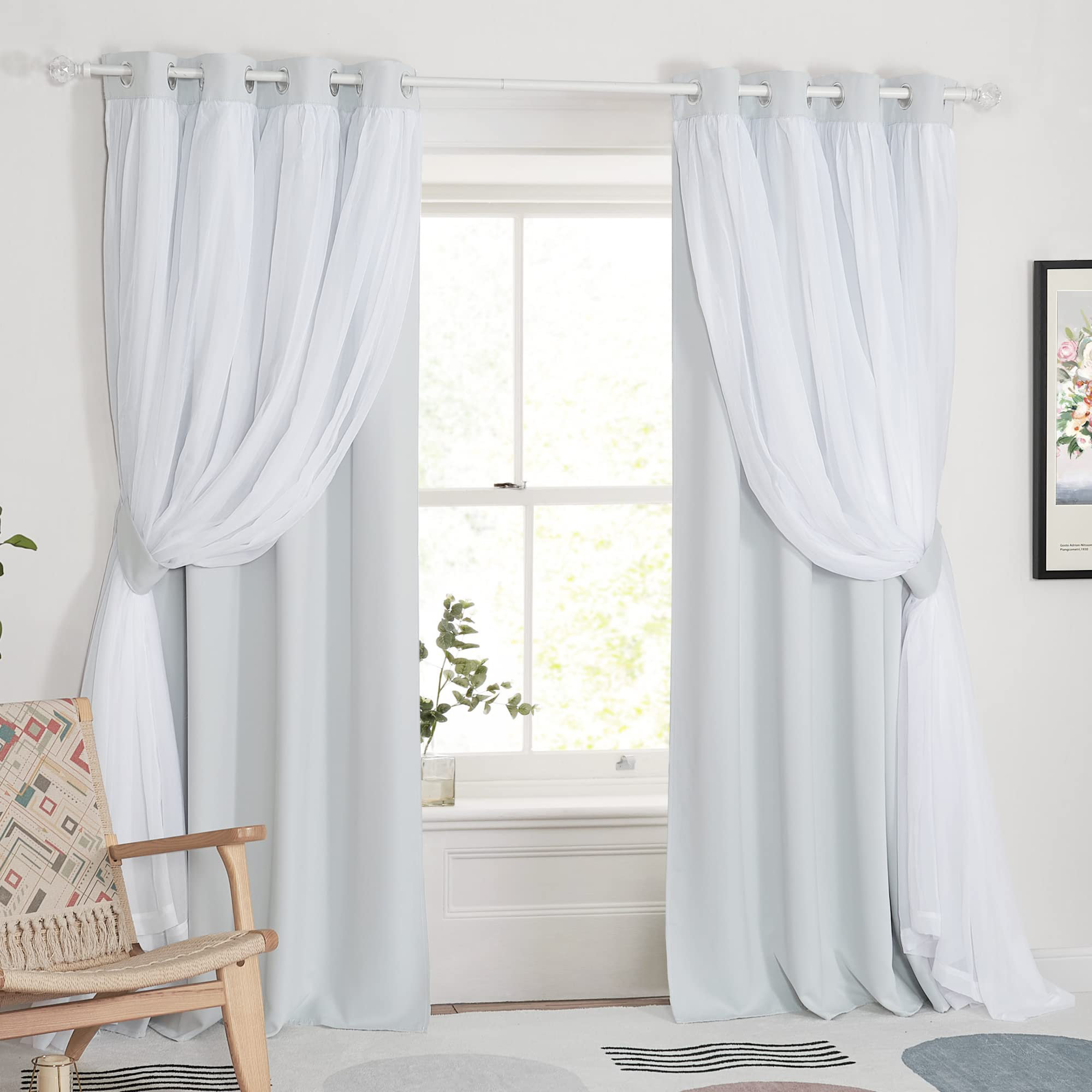 Hokku Designs Double Layer Curtains With Sheer Overlay Nursery Panels ...