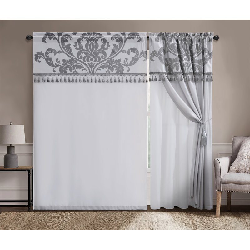 Royale Room Darkening Curtain Pair, Silver/Gray