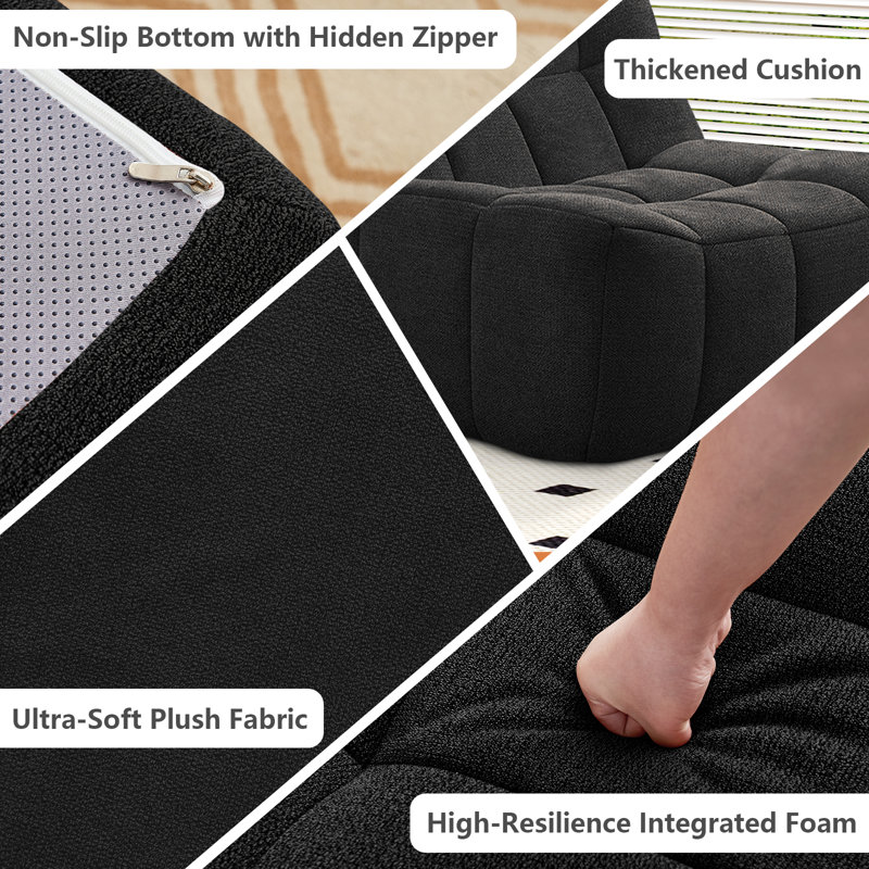 Fauteuil à billes surdimensionné avec mousse à mémoire de forme, Tissu noir