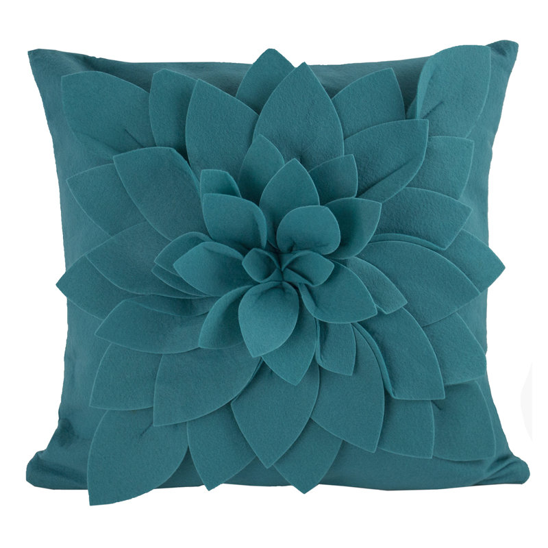 Sara's Garden Polyester Throw Square Pillow Cover, Teal