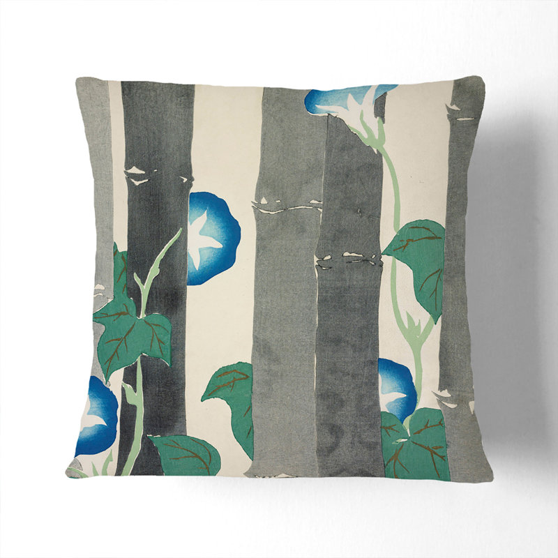 Morning Glory Flowers Square Throw Cushion, 55cm H x 55cm W x 20cm D