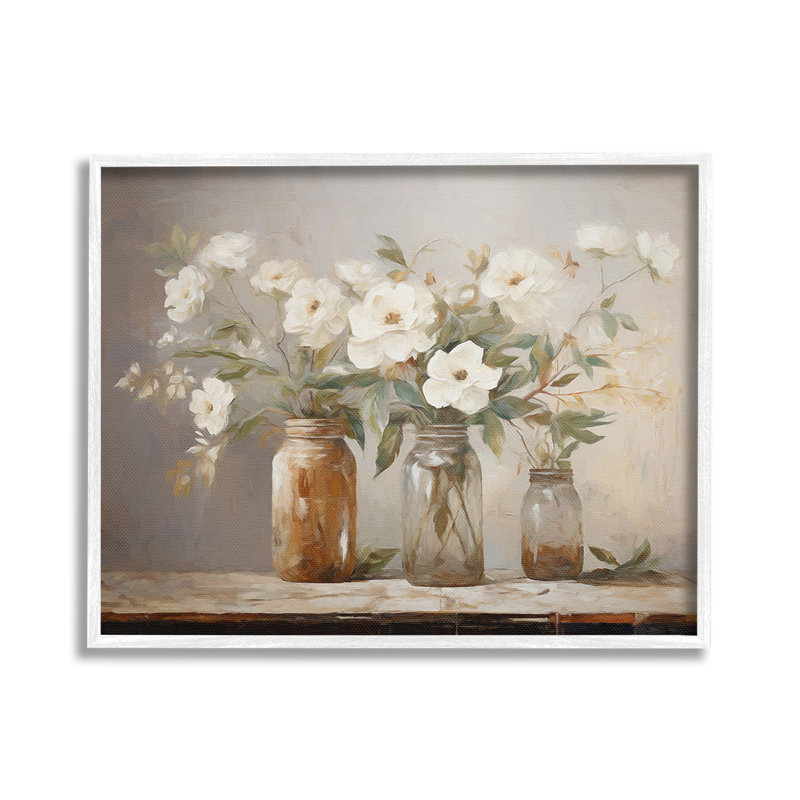 «Vintage Farmhouse Blooms», estampe numérique par Ramona Murdock, Giclée encadrée blanc bord de mer, H 16 po x l 20 po