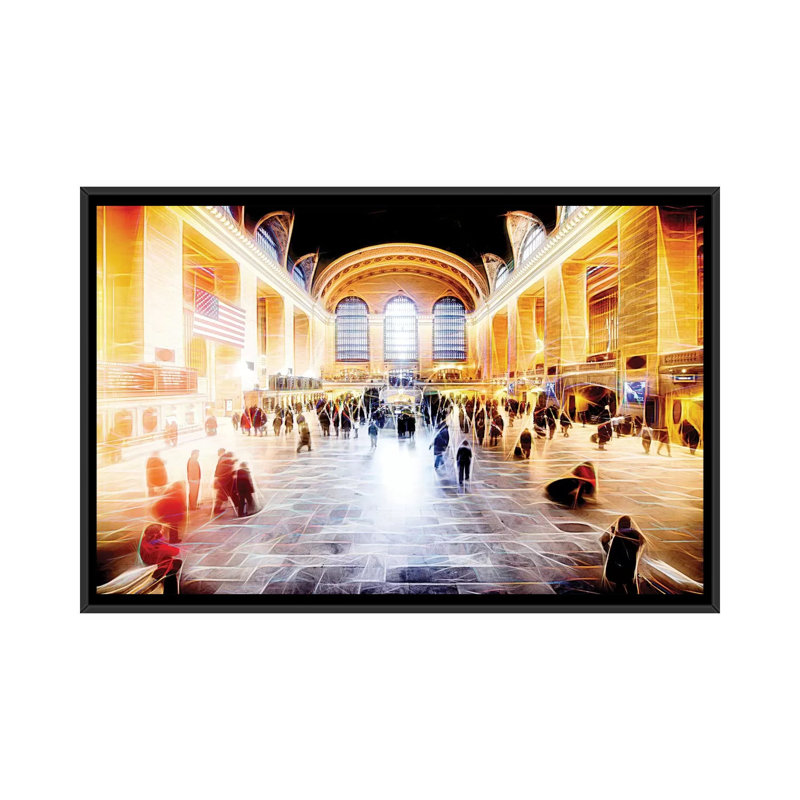«Grand Central terminal» sur toile, H 18 po x l 26 po x P 1,5 po, Toile avec cadre noir, Pas de tapis