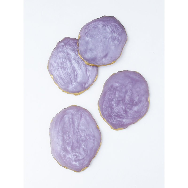 Ensemble de 4 sous-verres en résine jaune, Violet