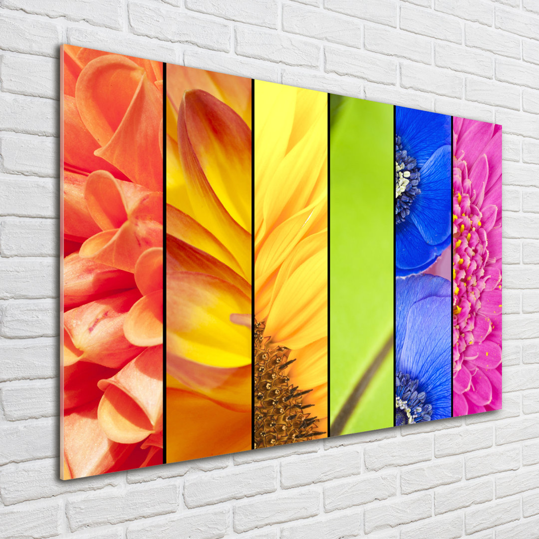 Glasbild Bunte Blumen