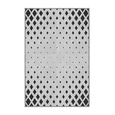 Noir géométrique/Tapis décoratif blanc