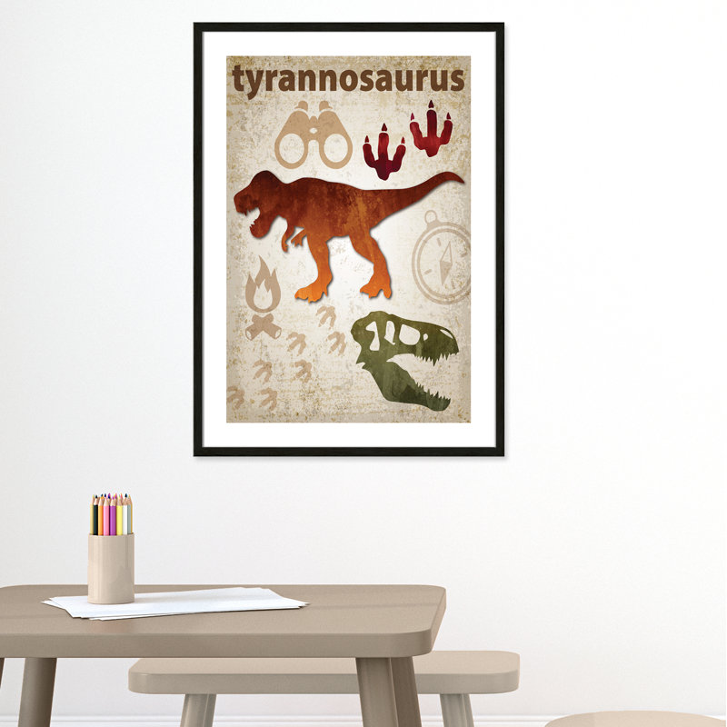 Adhésif décoratif dinosaures - 01 pi, H 35,5 po x l 25,5 po x P 1,1875 po, Encadré de boîte à grain de bois noir