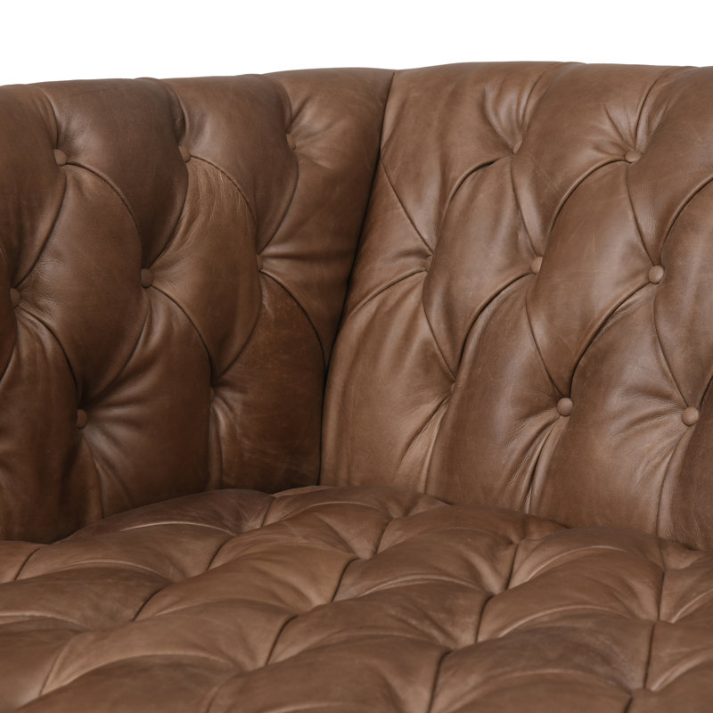 Columbia 75'' Genuine Leather Sofa, Brown Genuine Leather