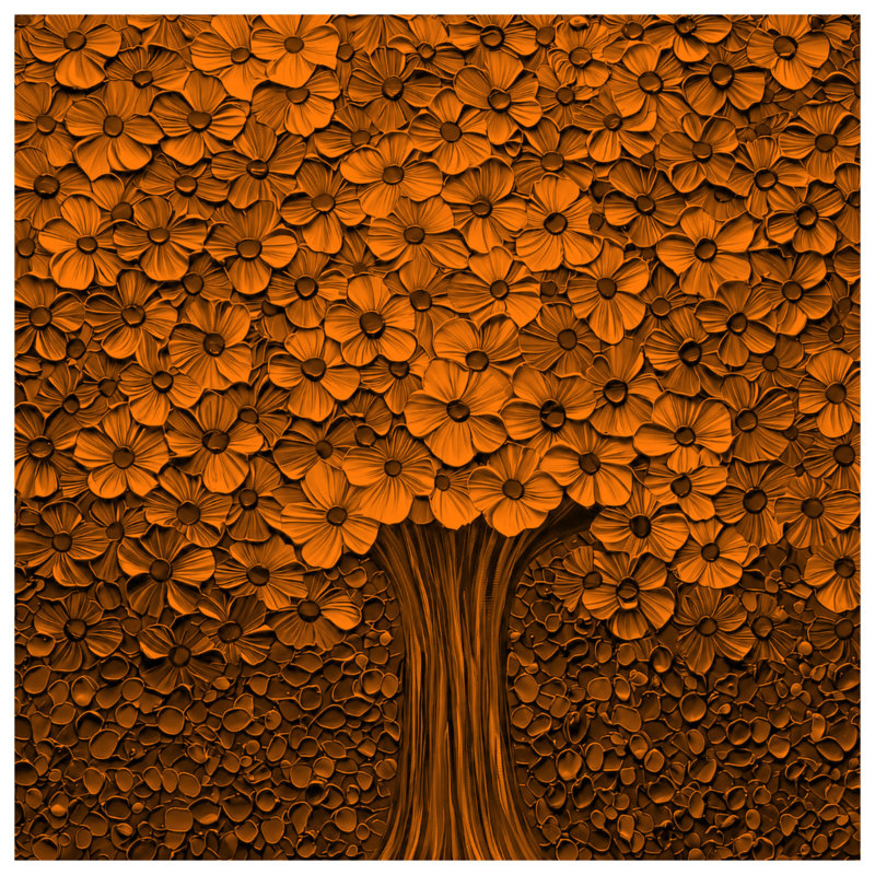 Bronze Floral Tree Wall Tapestry - Flowers Wall Decor, 50in H x60in W with 4 Grommets