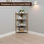 Étagère d'angle à 4 niveaux, bibliothèque d'angle autoportante avec tablettes en bois aggloméré blanc et structure en bois naturel, support de rangement triangulaire peu encombrant pour salle de bain, salon et chambre à coucher, H 33,70 po x l 16,75 po