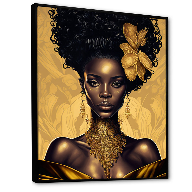 " Beautiful Retro African American Model III ", 20" H x 12" W x 1" D, Black Floater Framed