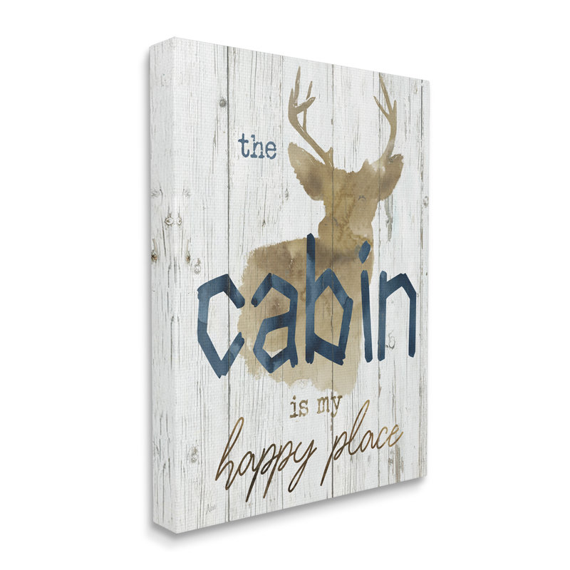 «Cabin Happy Place» par Nan - Art textuel, H 20 po x l 16 po x P 1,5 po, Toile tendue