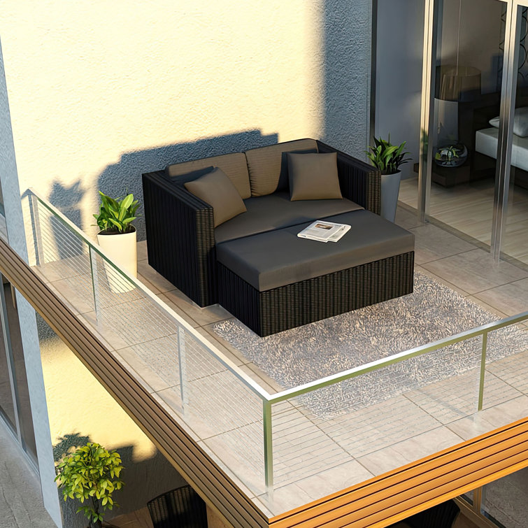 Suffern 63'' Wide Powder Coated Aluminum Patio Daybed with Cushions